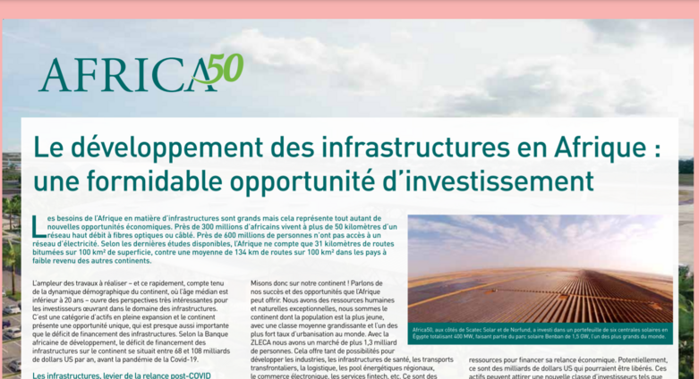 Financial Afrik: Le developpement des infrastructures en Afrique une formidable opportunite d'investissement