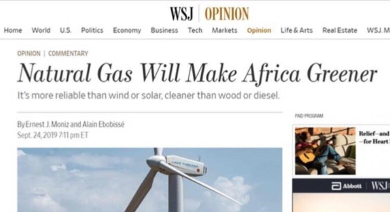 Wall Street Journal: Natural Gas Will Make Africa Greener