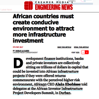 African countries must create conducive environment to attract more infrastructure investment 