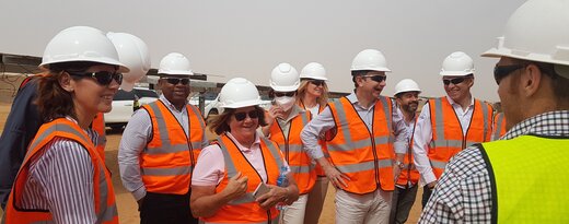 Africa50 CEO, Alain Ebobissé with executives of Scatec at the Benban site